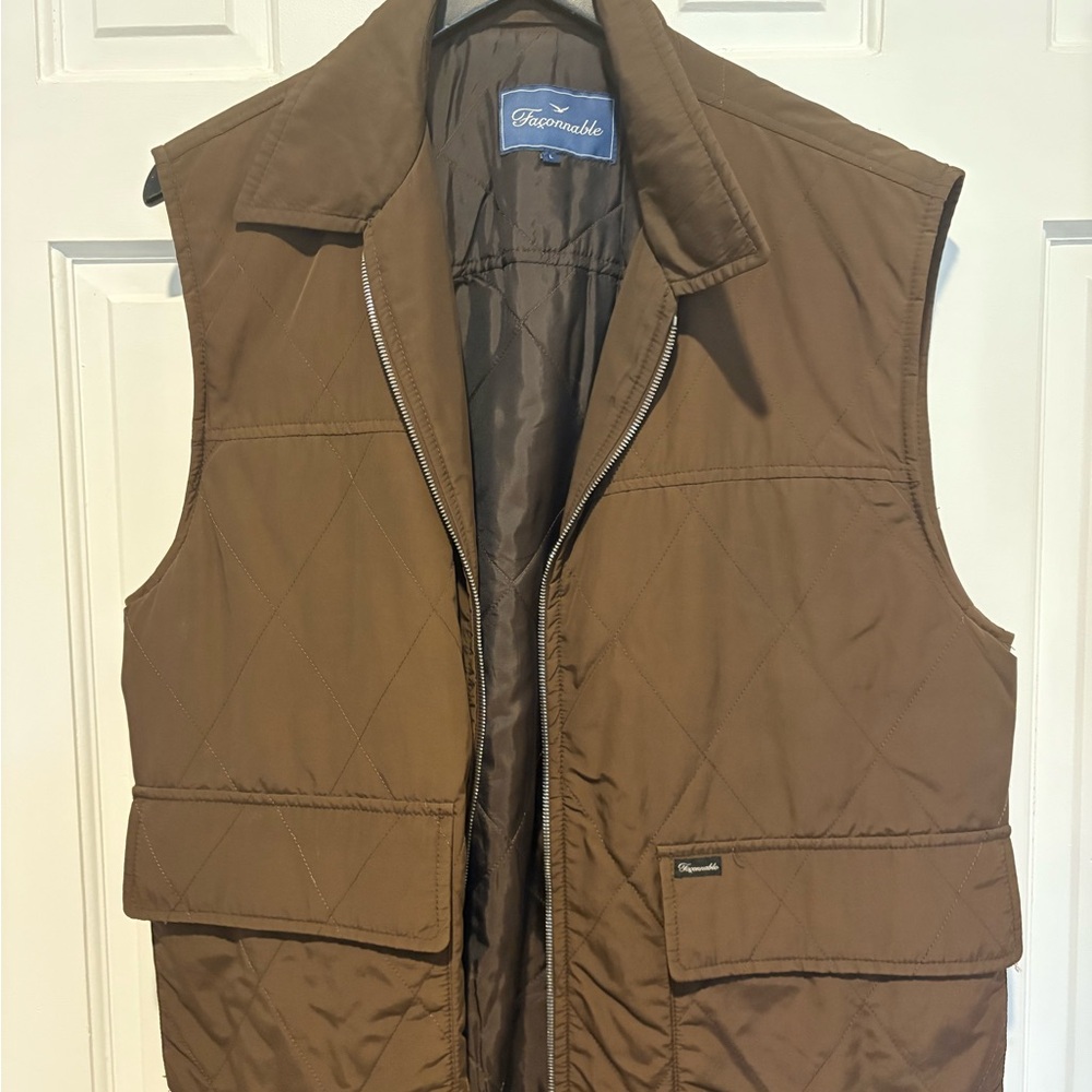 Faconnable Men's Brown Quilted Vest
